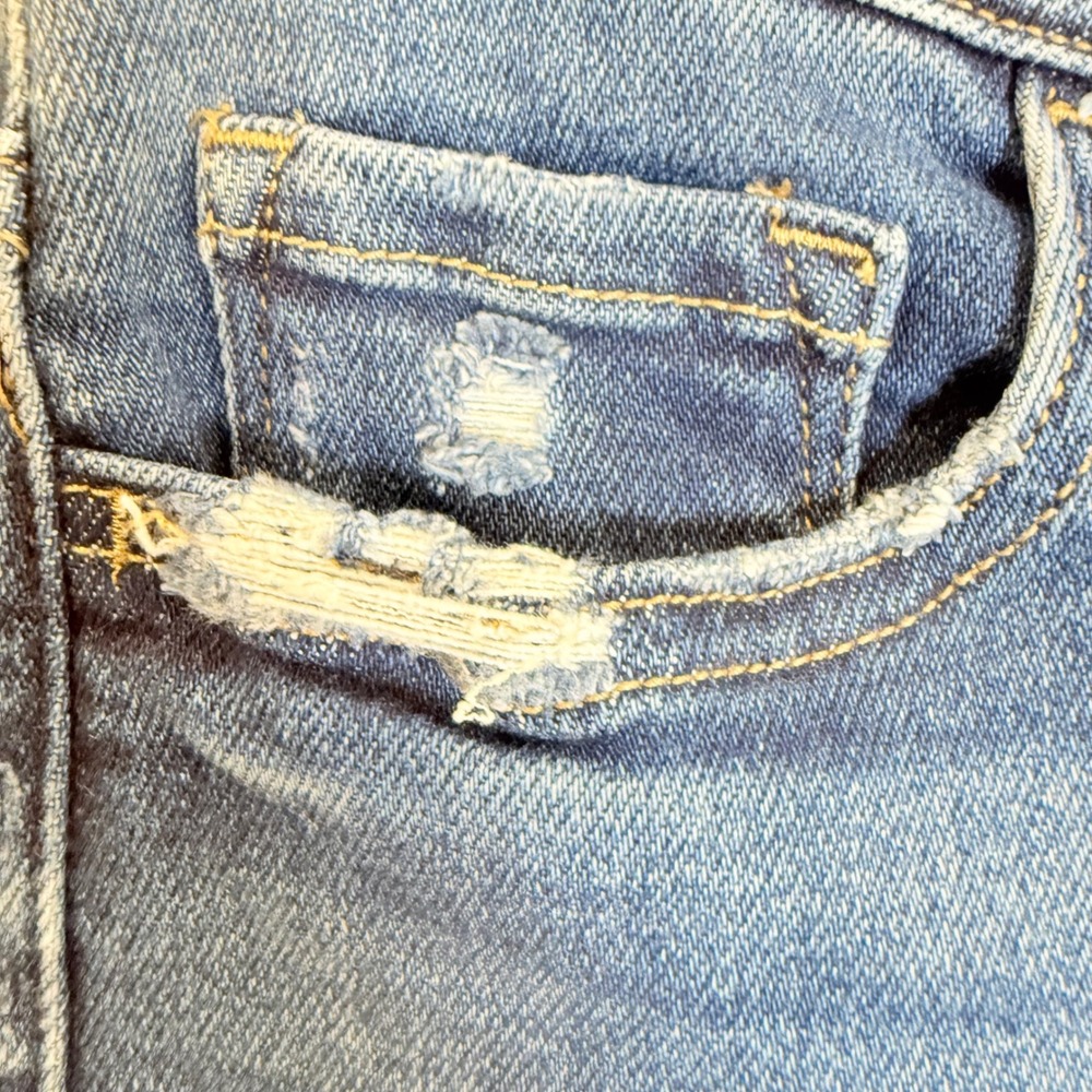 Womens Denim Jeans High Rise Cropped Bootcut Distressed Medium Wash Size 28 - Picture 8 of 11